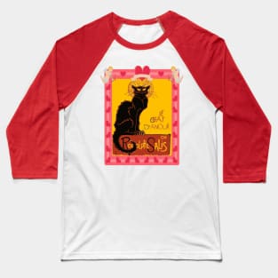 Le Chat Noir D'Amour Heart And Cherub Border Baseball T-Shirt